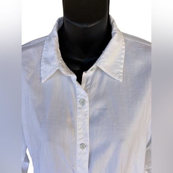 Coldwater creek women’s white button down collar shirt 3/4 sleeves size small - Picture 2 of 6